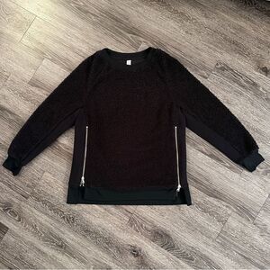 Varley Black Oakden Side-Zip Sherpa Pullover Sweatshirt